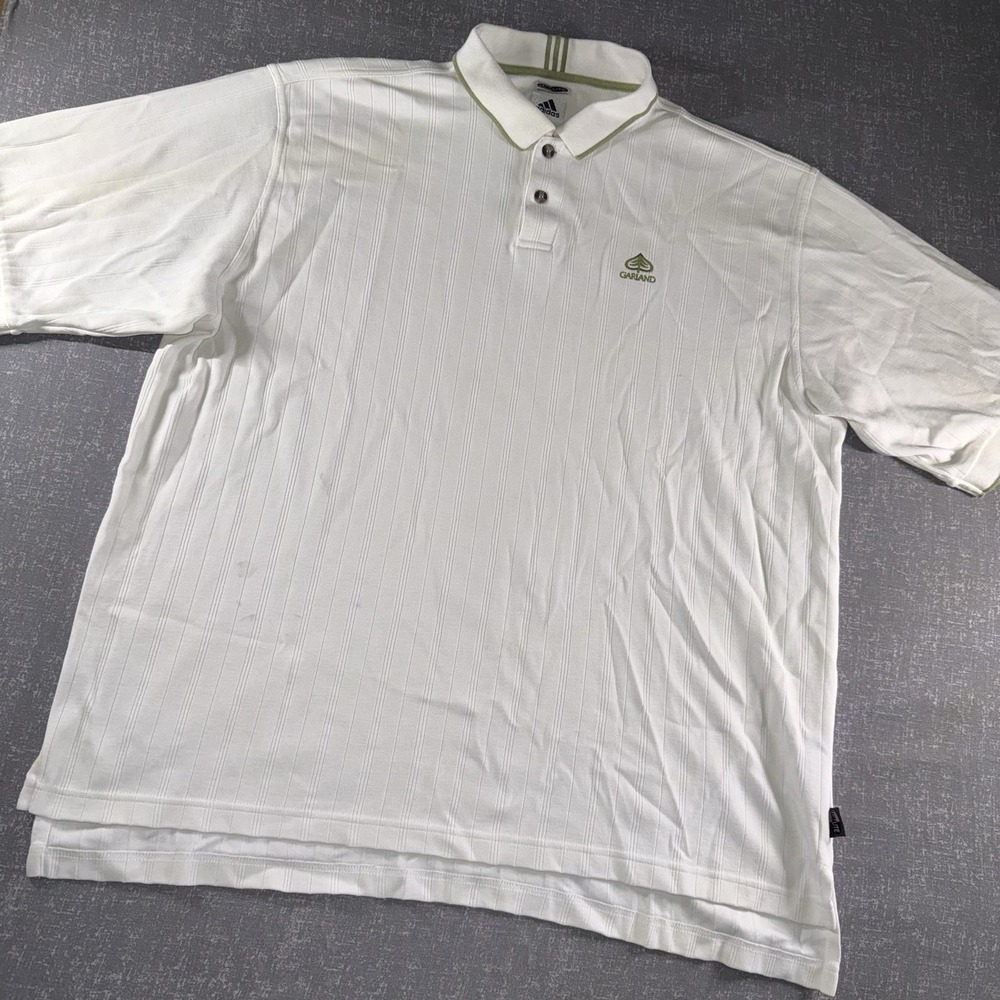 Adidas Garland Golf Polo Shirt Mens XL White Climalite Striped Performance - Picture 1 of 10